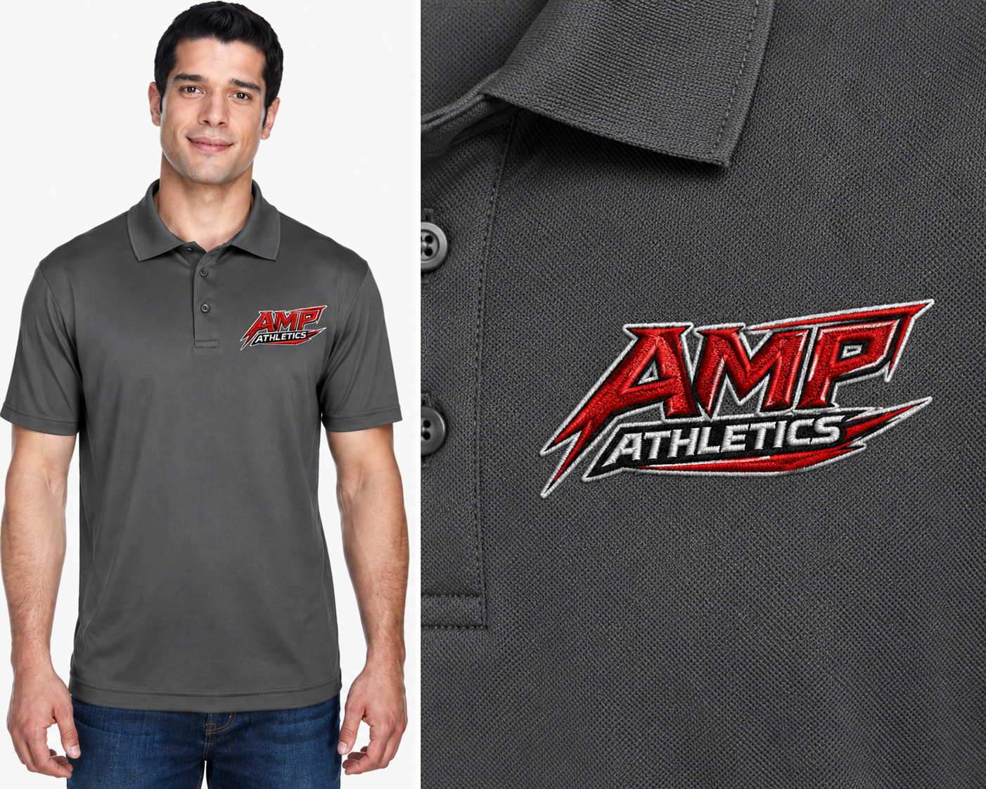 AMP Athletics Logo | Harriton - Men's Polyester Jersey Polo - M315