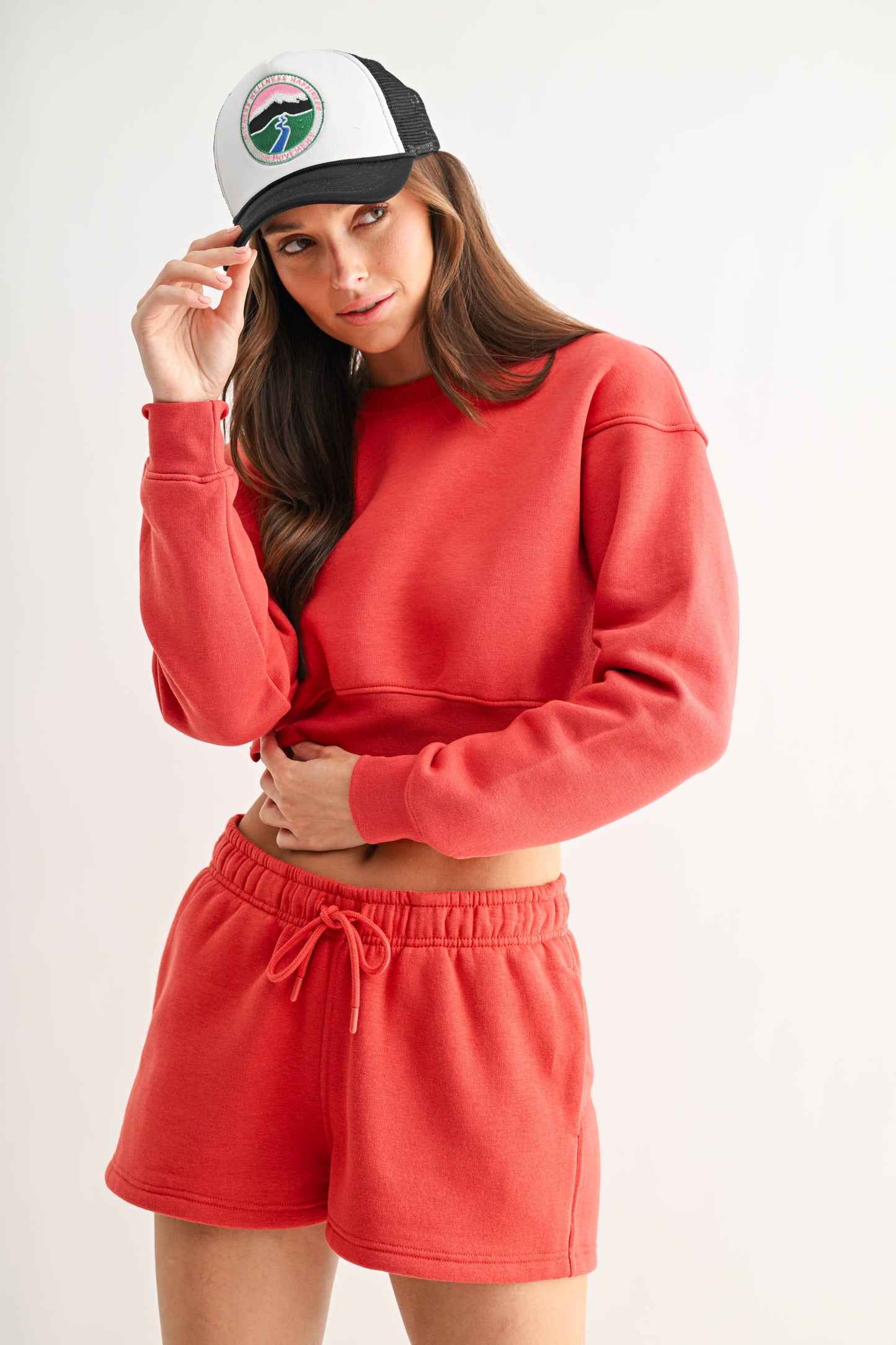 Cropped Fleece Sweatshirt |BLUSHED BRICK