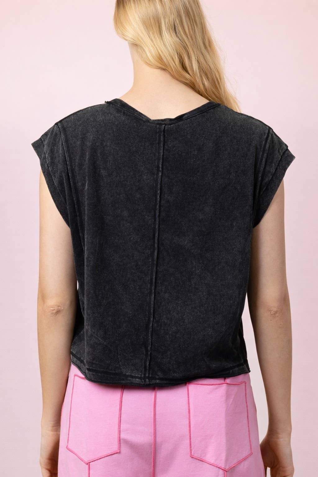 Mineral Washed Sleeveless Casual Knit Top