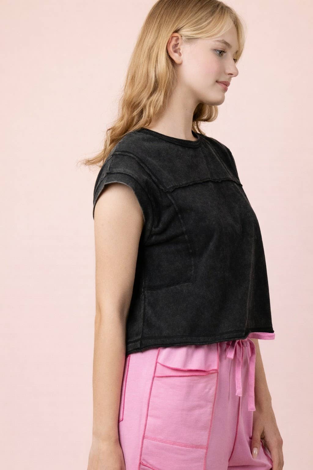 Mineral Washed Sleeveless Casual Knit Top