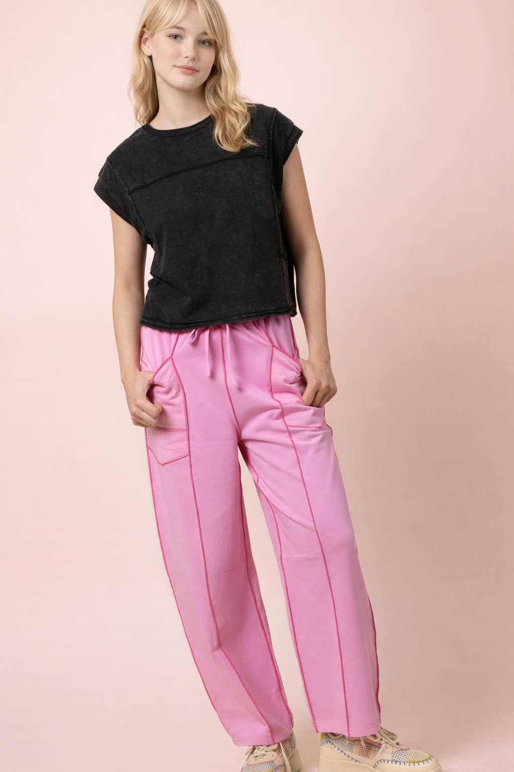 Mineral Washed Sleeveless Casual Knit Top