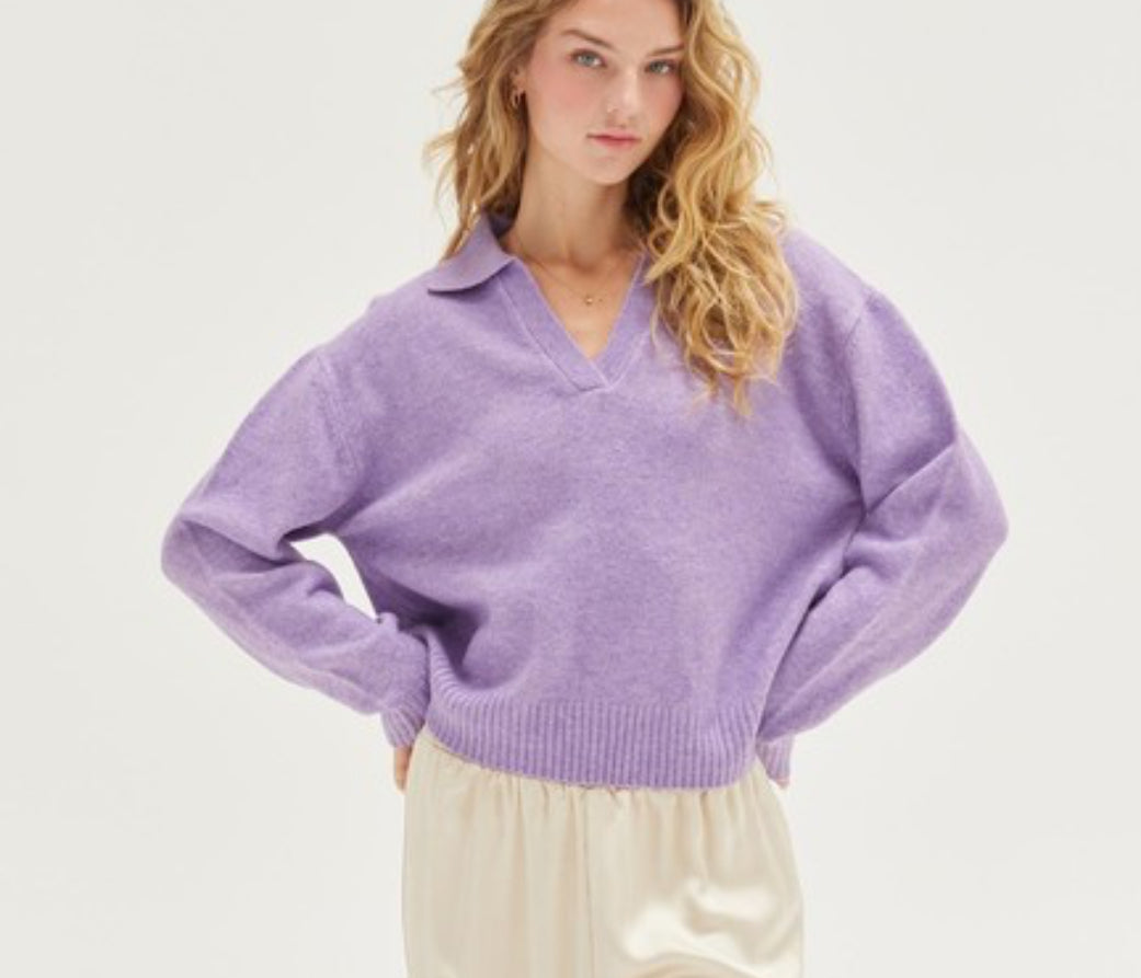 Lavender Collared Sweater