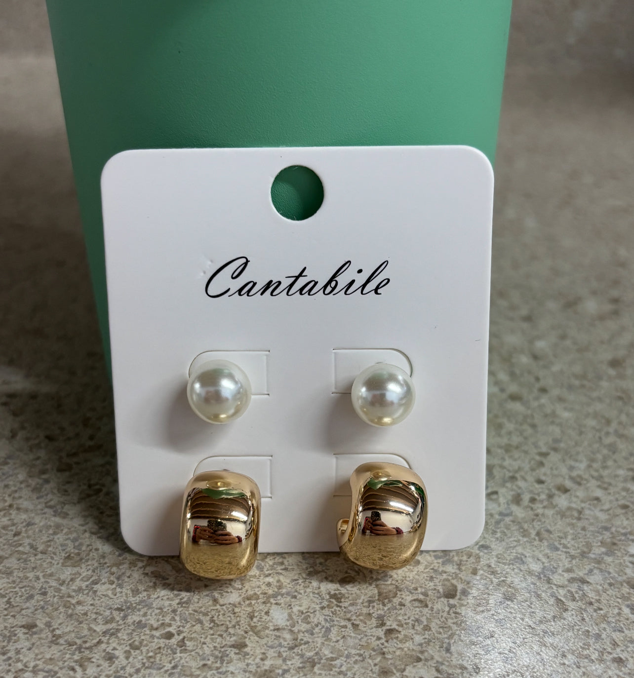 Pearl + Chunky Hoop Stud Earrings