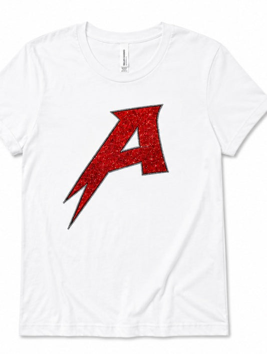 A | Glitter Vinyl Lined With Stones | Bella Canvas Tee
