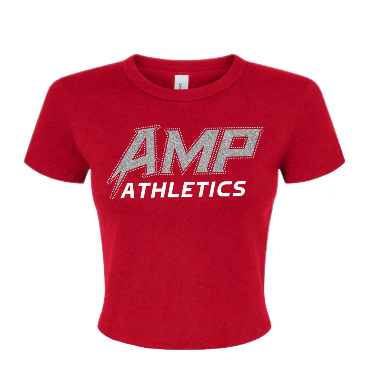 AMP Athletics | Women's Micro Rib Baby Tee | Glitter Vinyl + Stones
