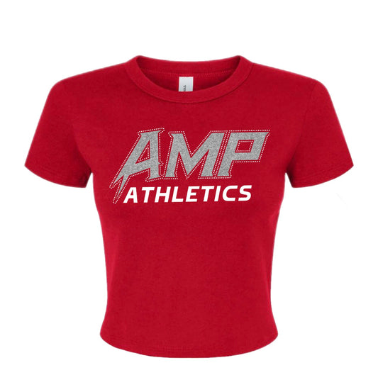 AMP Athletics | Women's Micro Rib Baby Tee | Glitter Vinyl + Stones