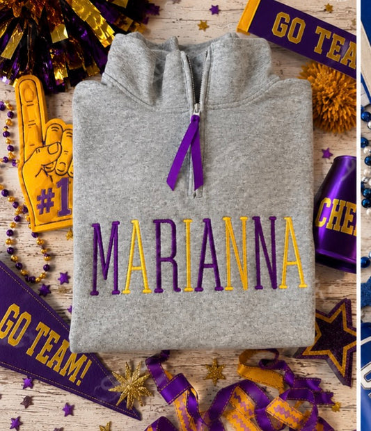 Marianna Quarter Zip | Embroidered | Grey Jerzees