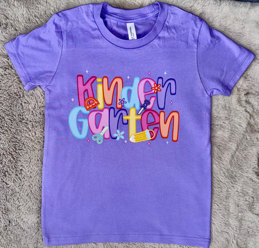 Kindergarten Neon Print Grade Bella tee