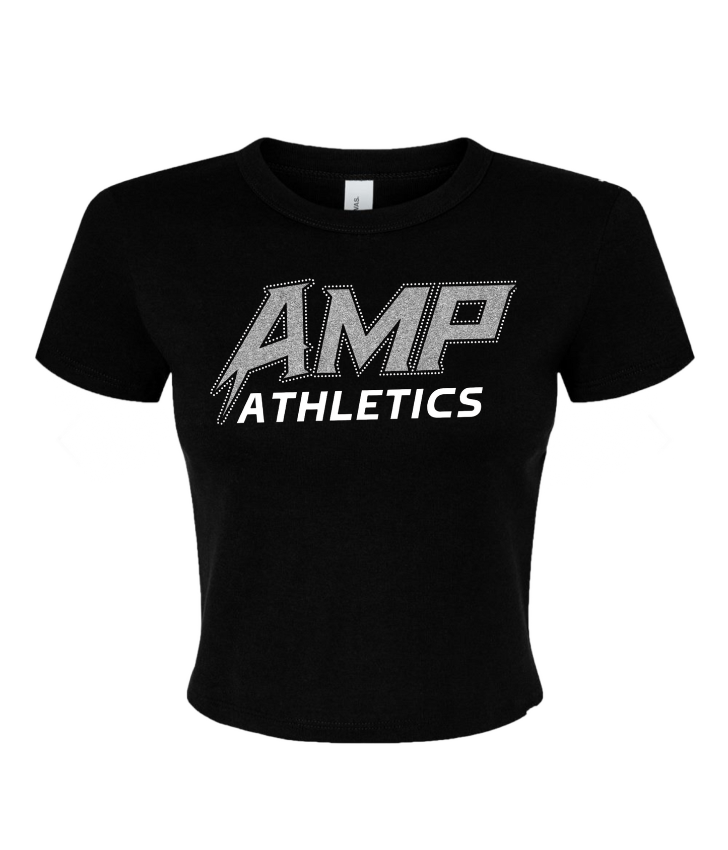 AMP Athletics | Women's Micro Rib Baby Tee | Glitter Vinyl + Stones