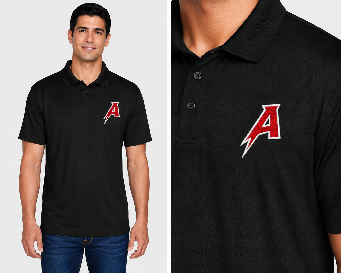 A Logo | Harriton - Men's Polyester Jersey Polo - M315