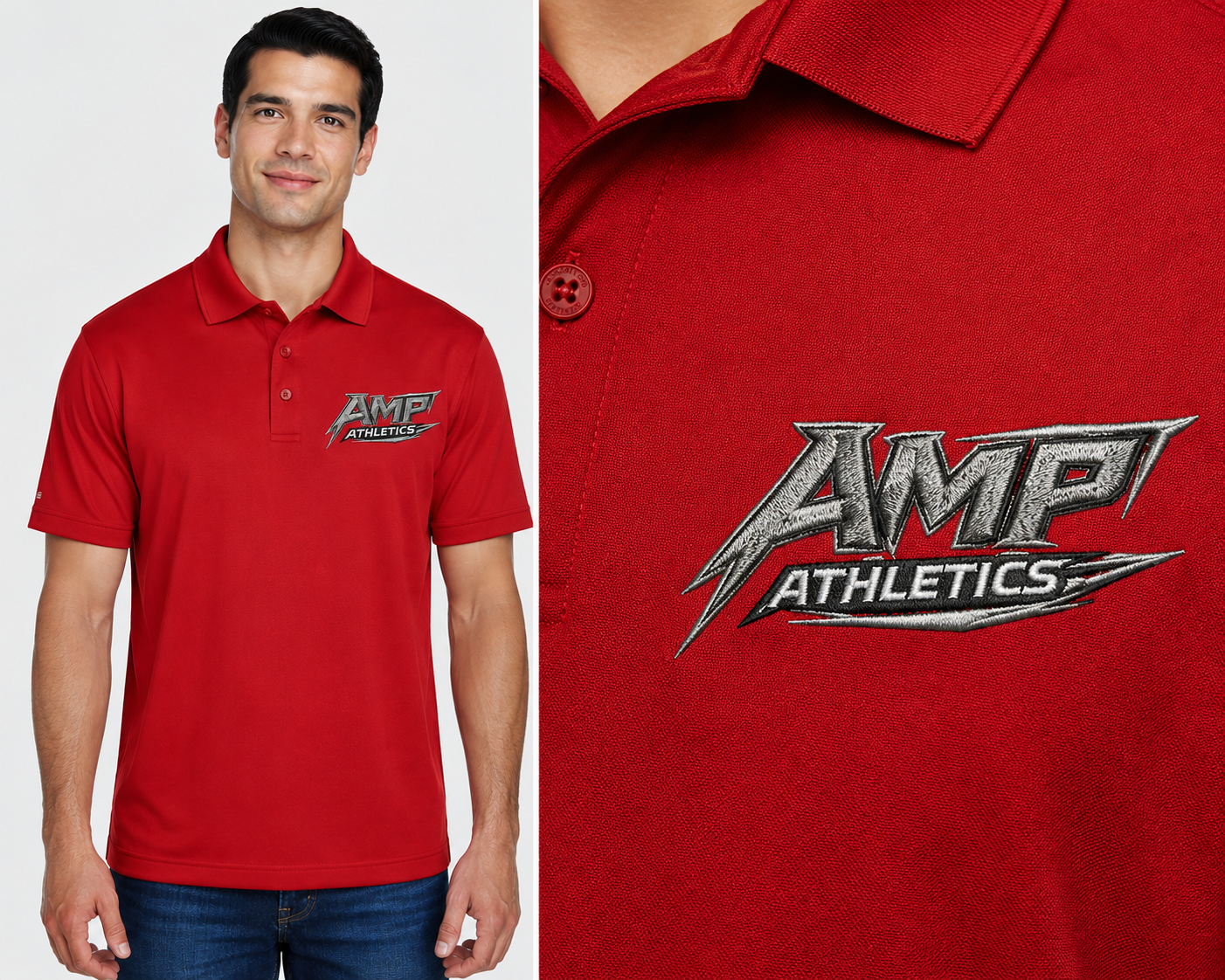 AMP Athletics Logo | Harriton - Men's Polyester Jersey Polo - M315