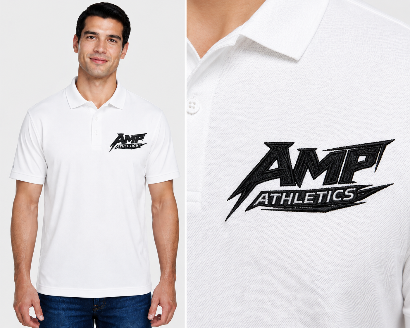 AMP Athletics Logo | Harriton - Men's Polyester Jersey Polo - M315