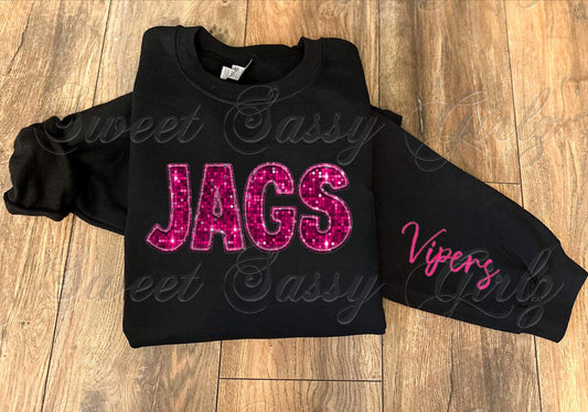 Jags Short Sleeve Tee {Black/Pink Lettering}