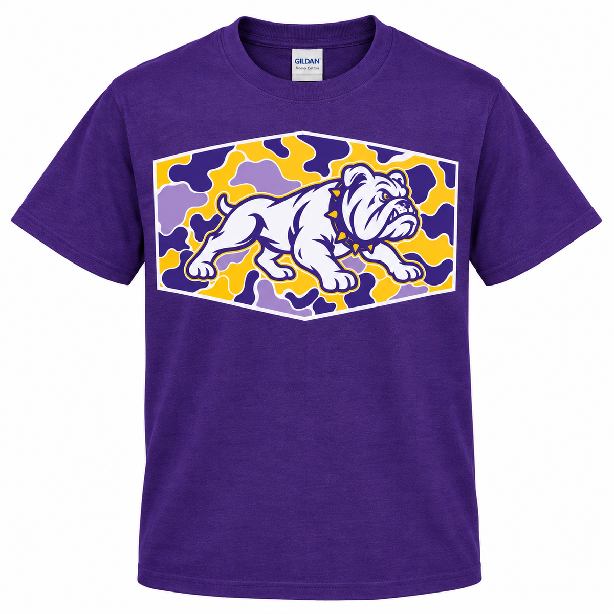 Camo Bulldog | Full Front Design | Gildan T-Shirt