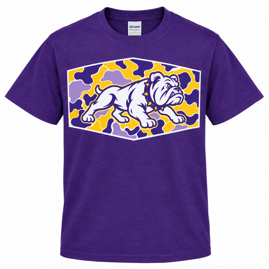 Camo Bulldog | Full Front Design | Gildan T-Shirt