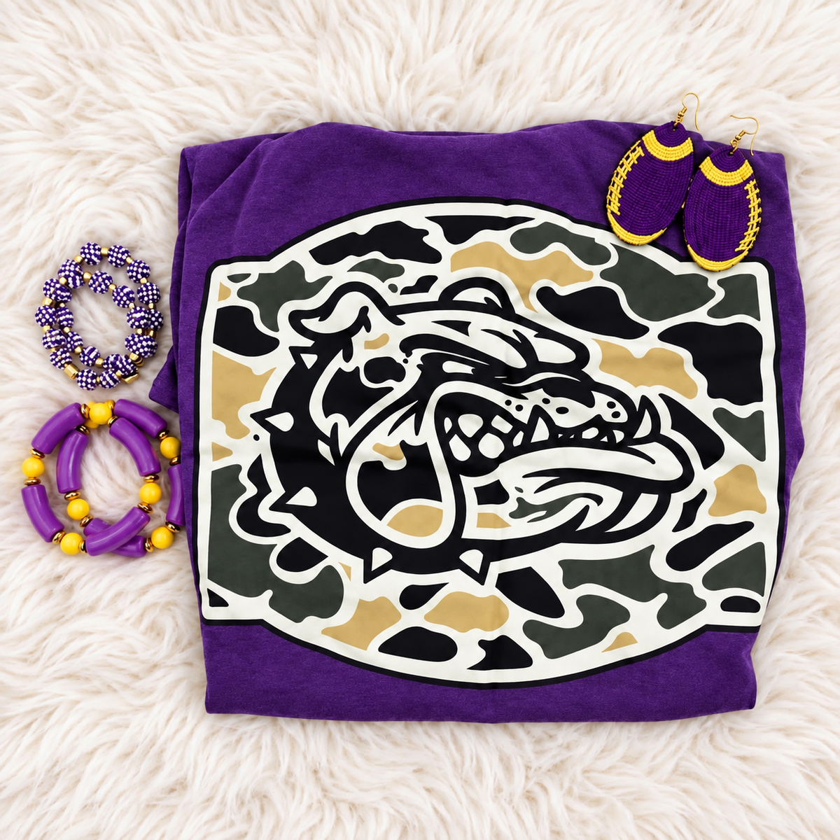 Camo Bulldogs | Purple T-Shirt