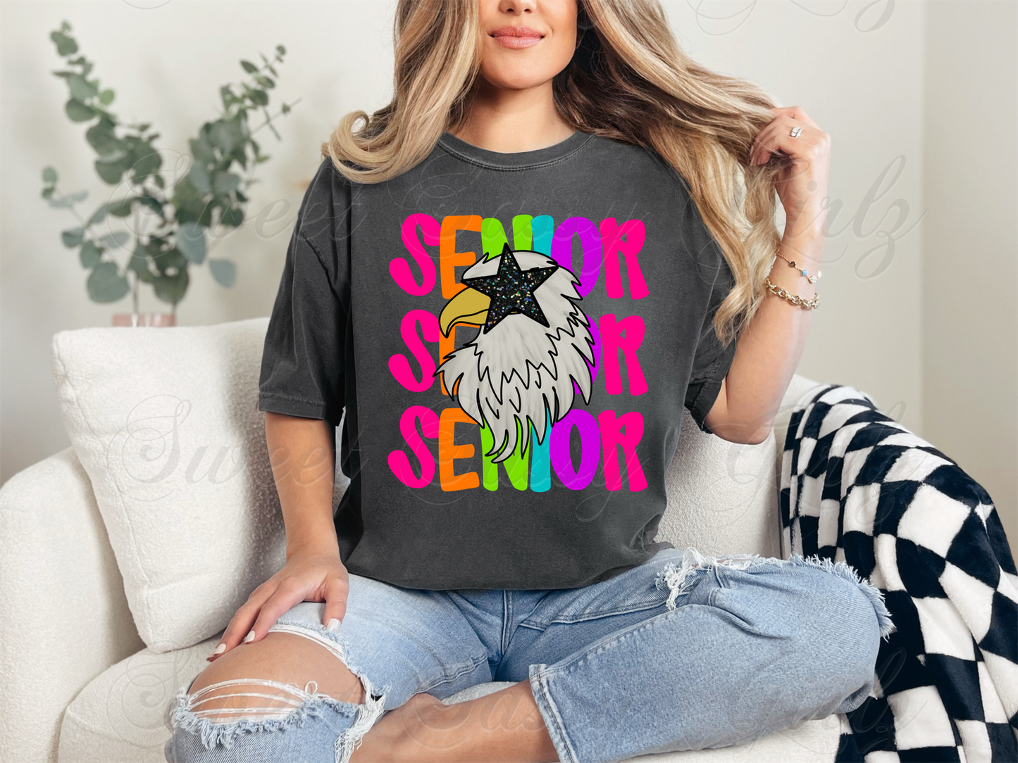 Neon Senior Hawk | Pepper Comfort Colors Tee