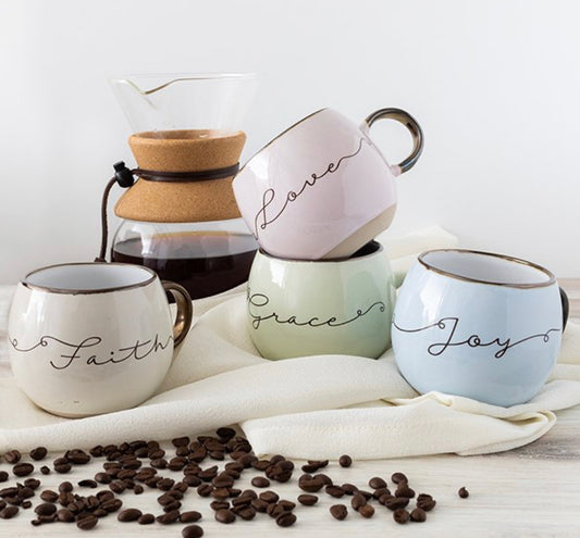Flowing Script Set Of 4 Mugs