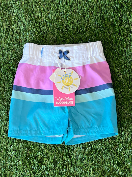 Aqua Color Block Swim Trunks