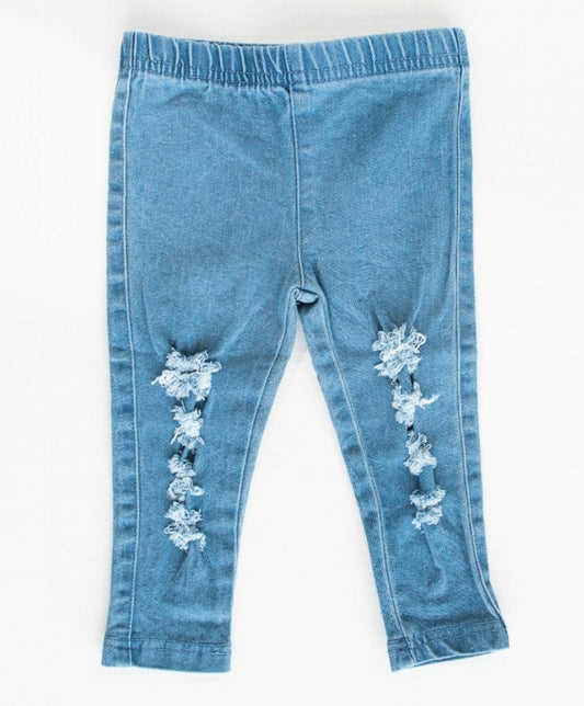 Roxie Slashed Jeggings - Light Denim
